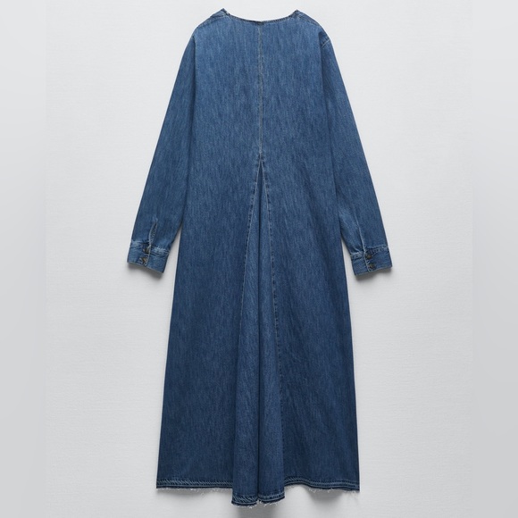 Zara Limited Edition 100% Cotton Long Denim Dress - Picture 6 of 8